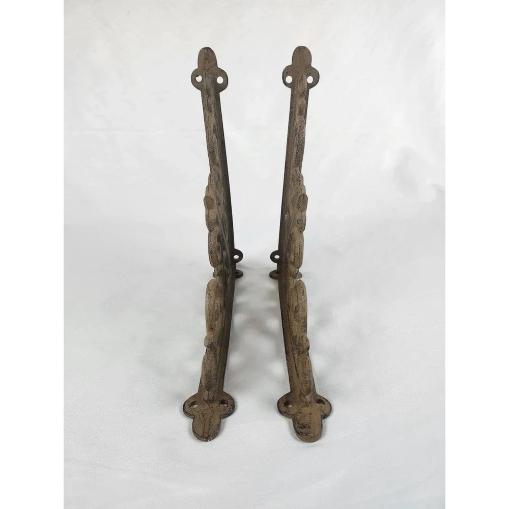 Pair Cast Iron Corbels Shelf Brackets 10x10 Victorian Scroll Rustic Farmhouse